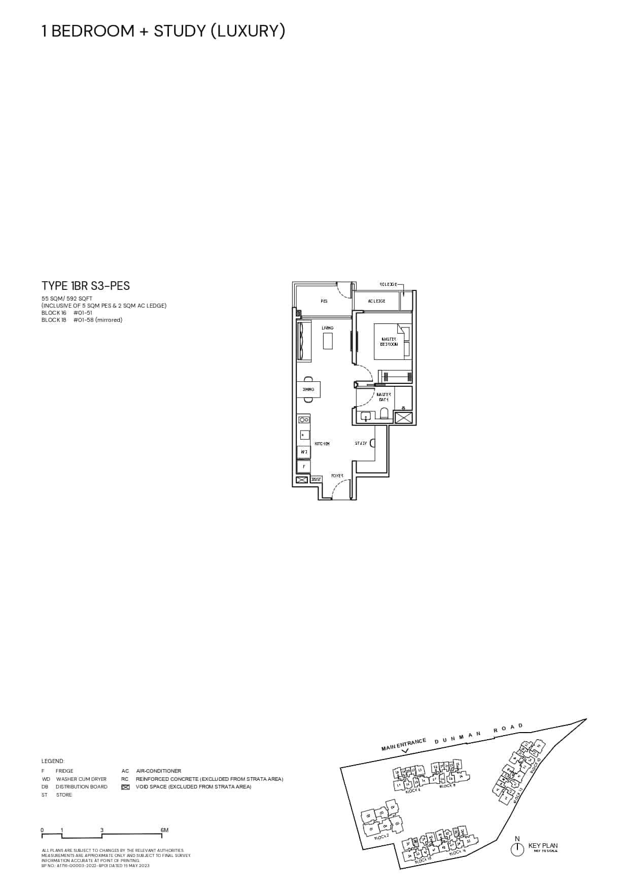 Grand Dunman Floor Plan 1 Bedroom Plus Study Lux Type 1BRS3