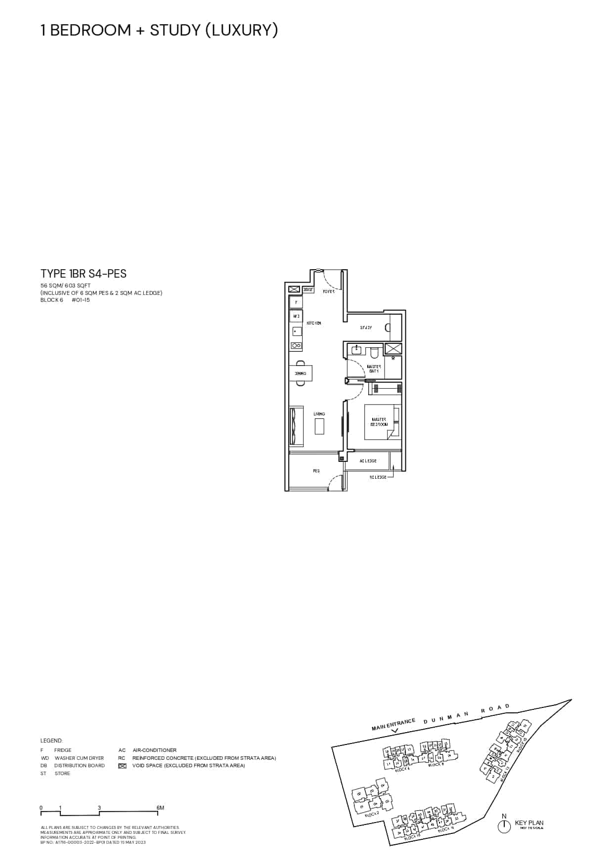 Grand Dunman Floor Plan 1 Bedroom Plus Study Lux Type 1BRS4