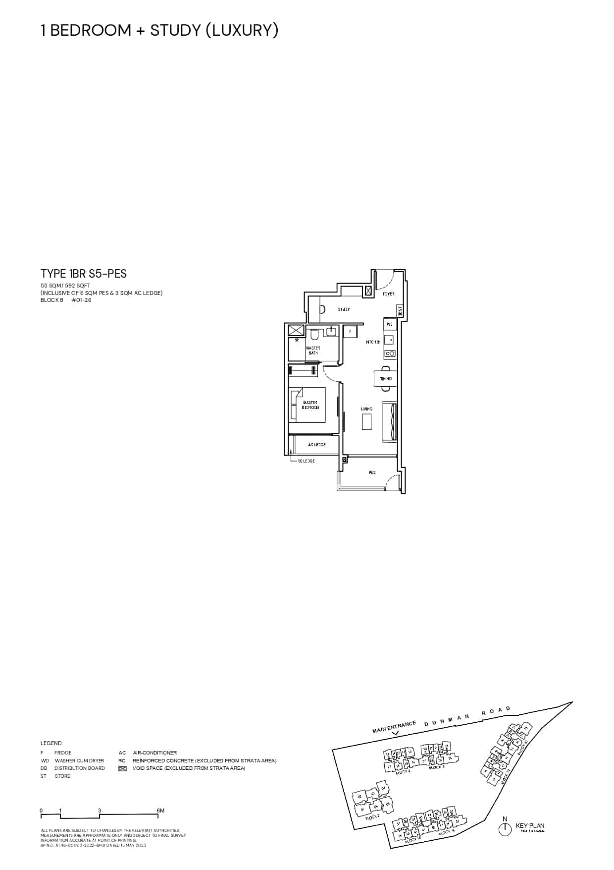 Grand Dunman Floor Plan 1 Bedroom Plus Study Lux Type 1BRS5