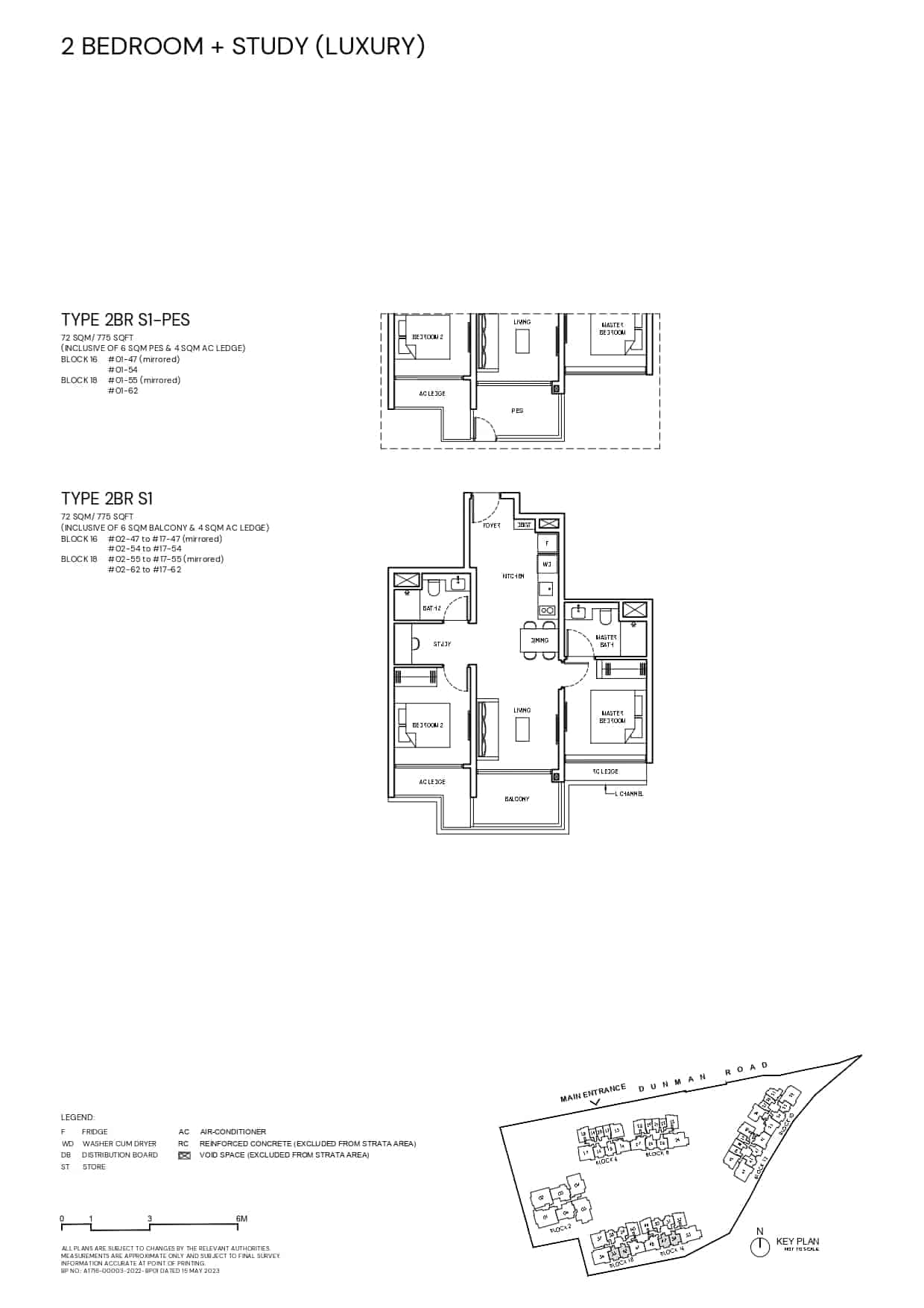 Grand Dunman Floor Plan 2 Bedroom Plus Study Lux Type 2BRS1