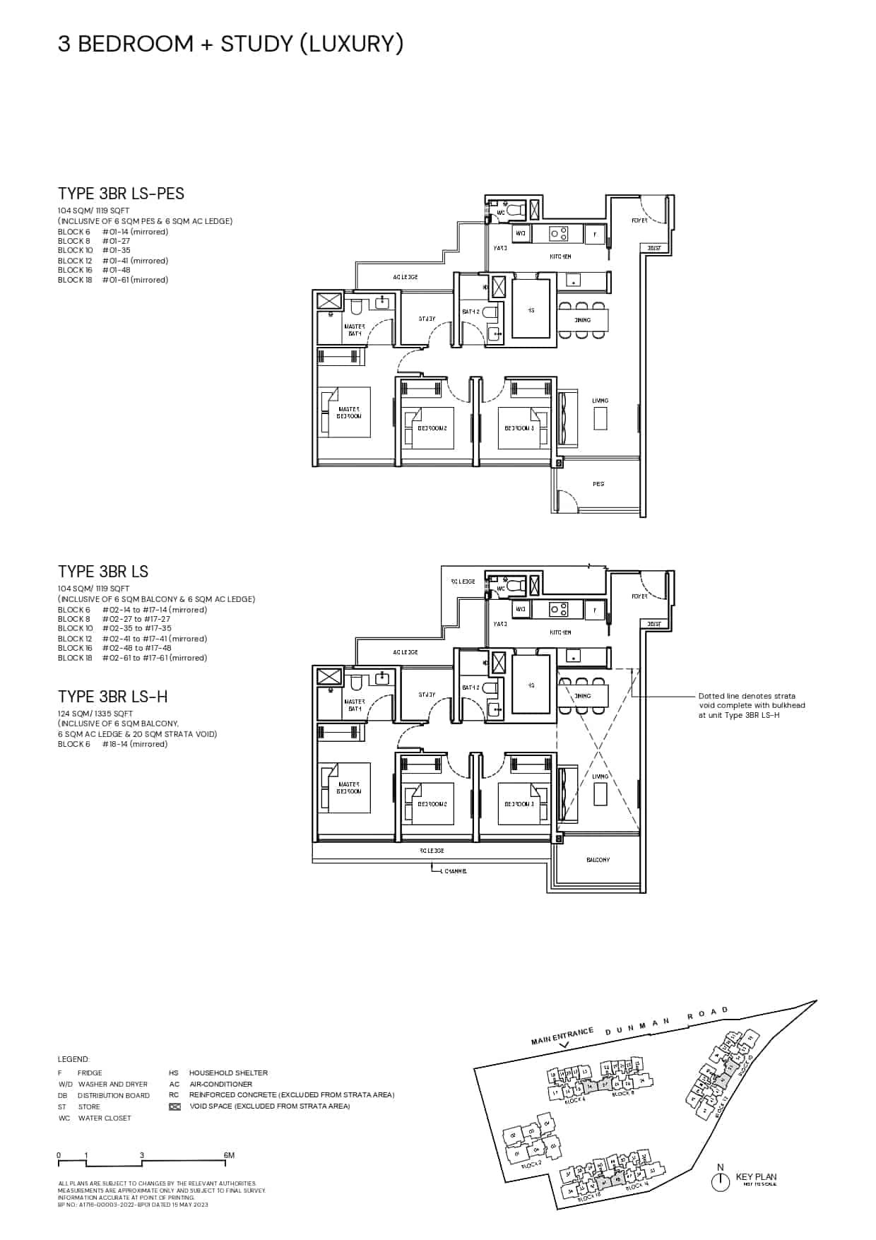 Grand Dunman Floor Plan 3 Bedroom Plus Study Lux Type 3BRLS